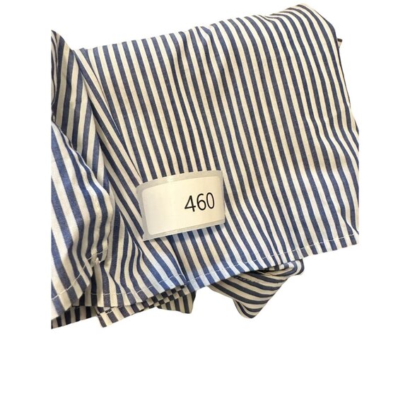 🍒 2/$20 Navy Blue & White Striped Button-Down Blouse, Embroidered Flowers sz M - Picture 8 of 8